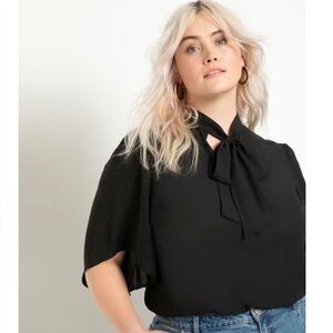 Bow Blouse with Flutter Sleeve
